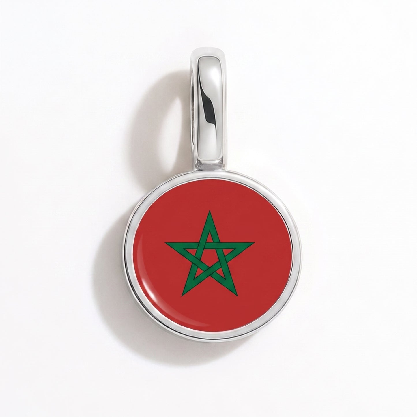 Charm drapeau Maroc – rond argent