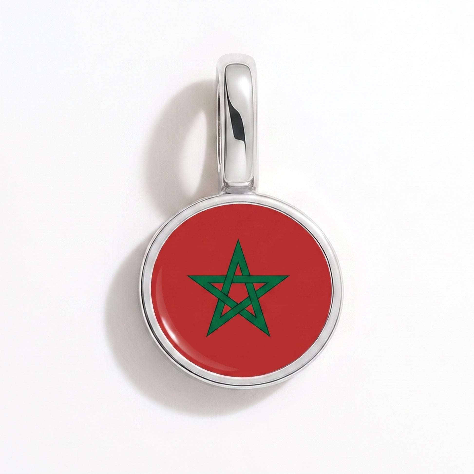 Charm drapeau Maroc – rond argent
