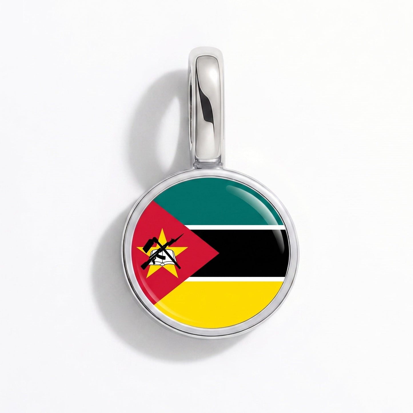 Charm drapeau Mozambique – rectangulaire argent