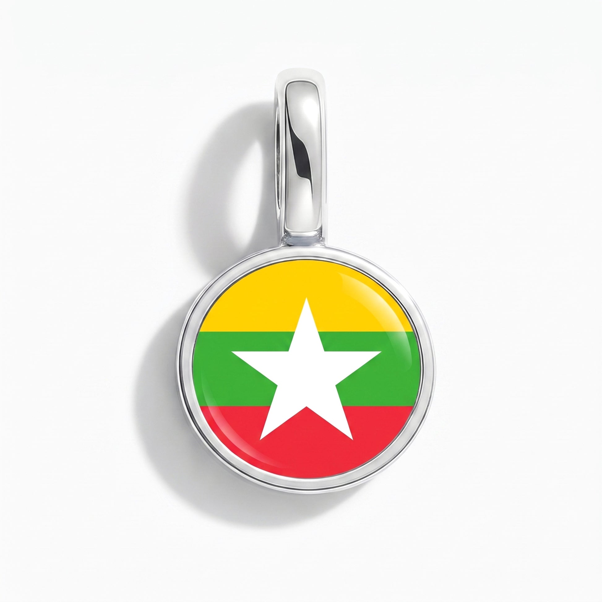 Charm drapeau Birmanie – rond argent