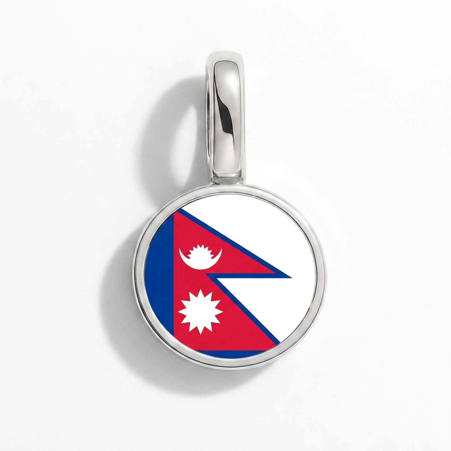 Charm drapeau Népal – rectangulaire argent
