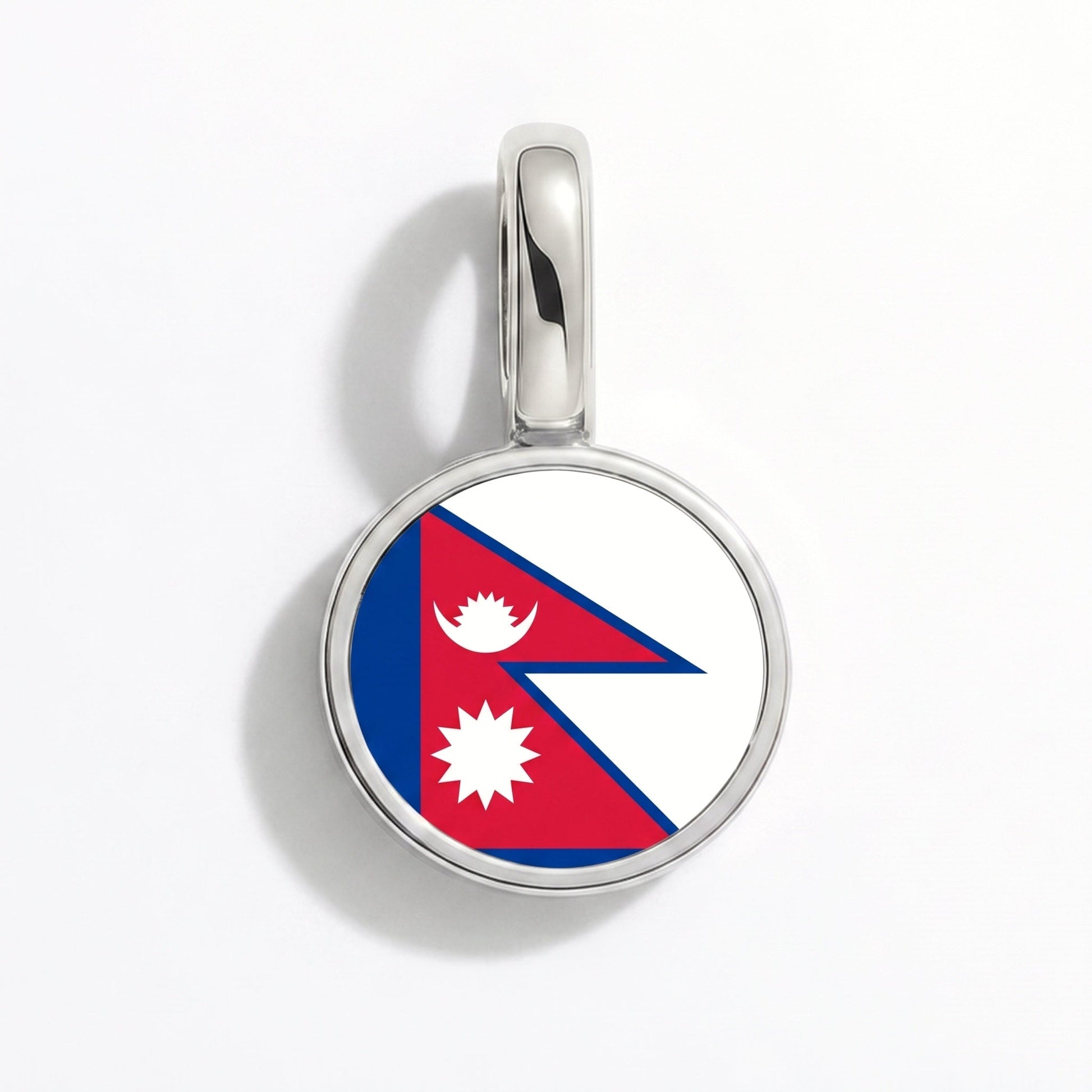 Charm drapeau Népal – rectangulaire argent