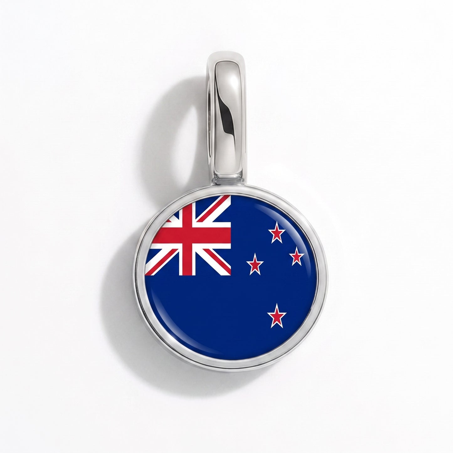 Charm drapeau Nouvelle-Zélande – rond argent