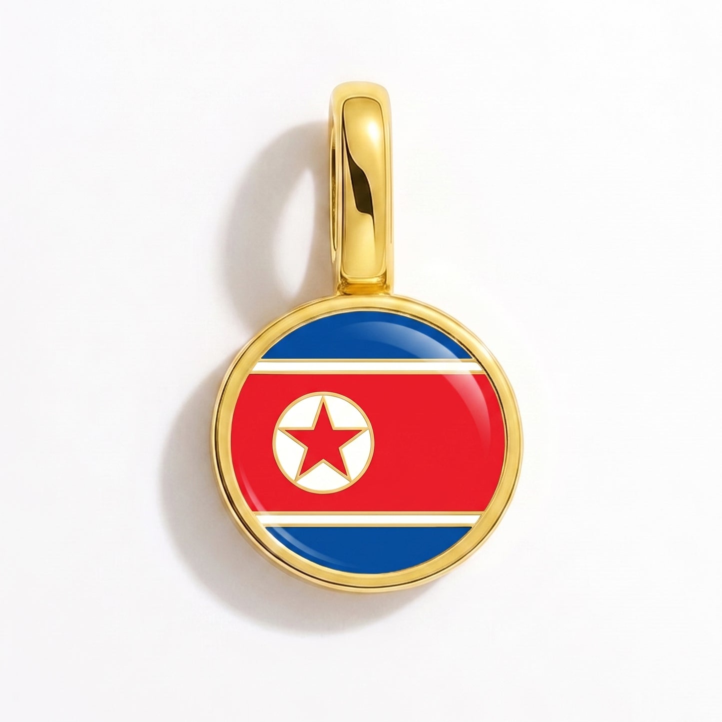 Charm drapeau Corée du Nord – rond or