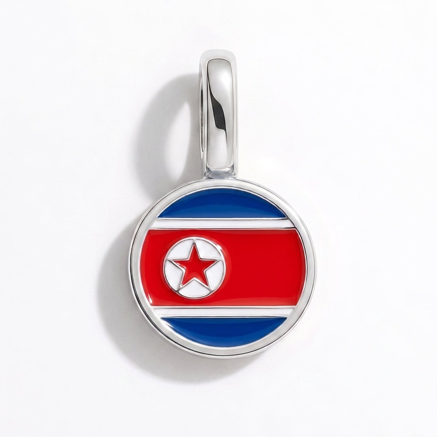 Charm drapeau Corée du Nord – rectangulaire argent