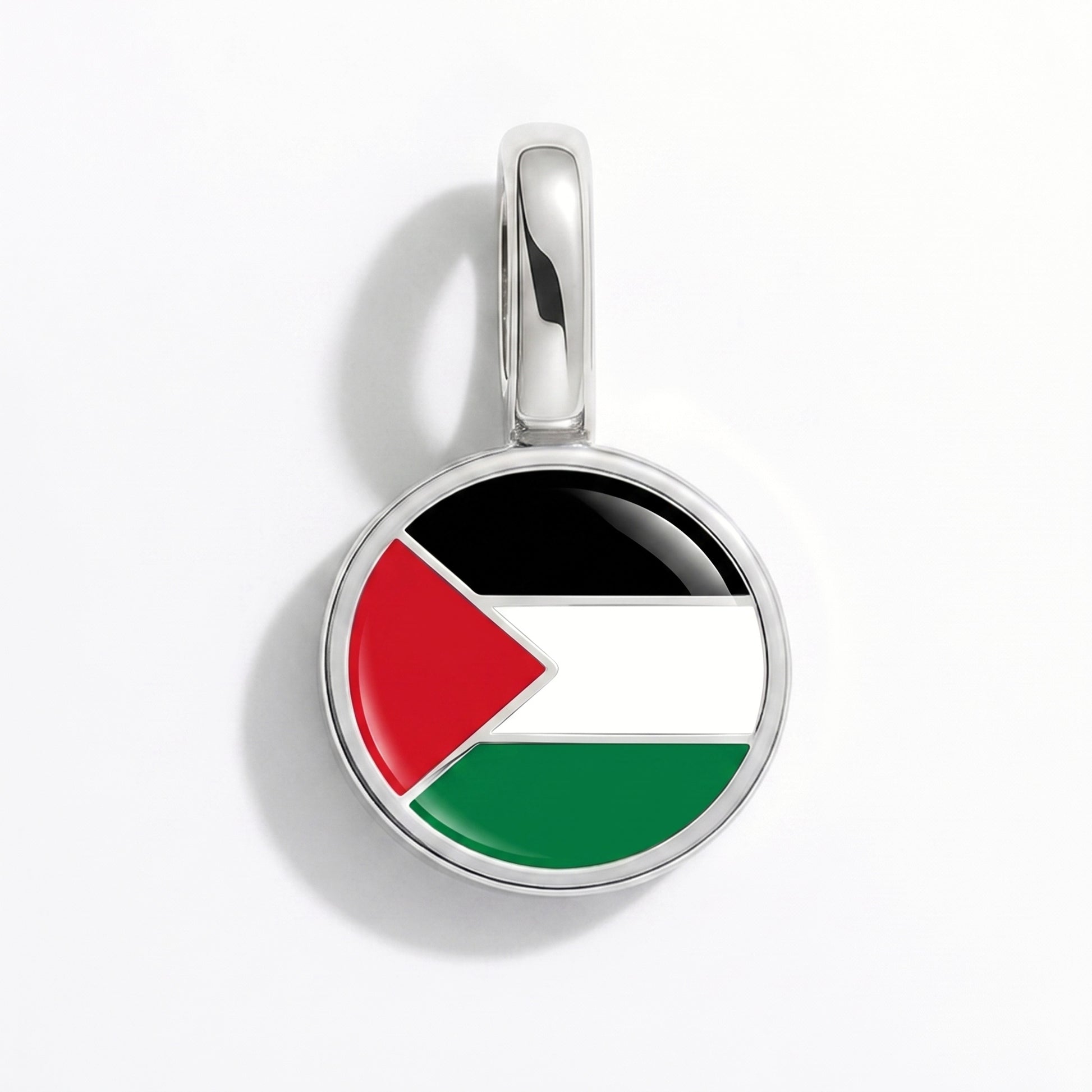Charm drapeau Palestine – rond argent