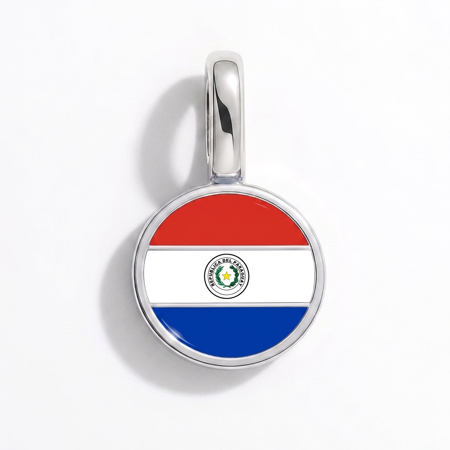 Charm drapeau Paraguay – rond argent