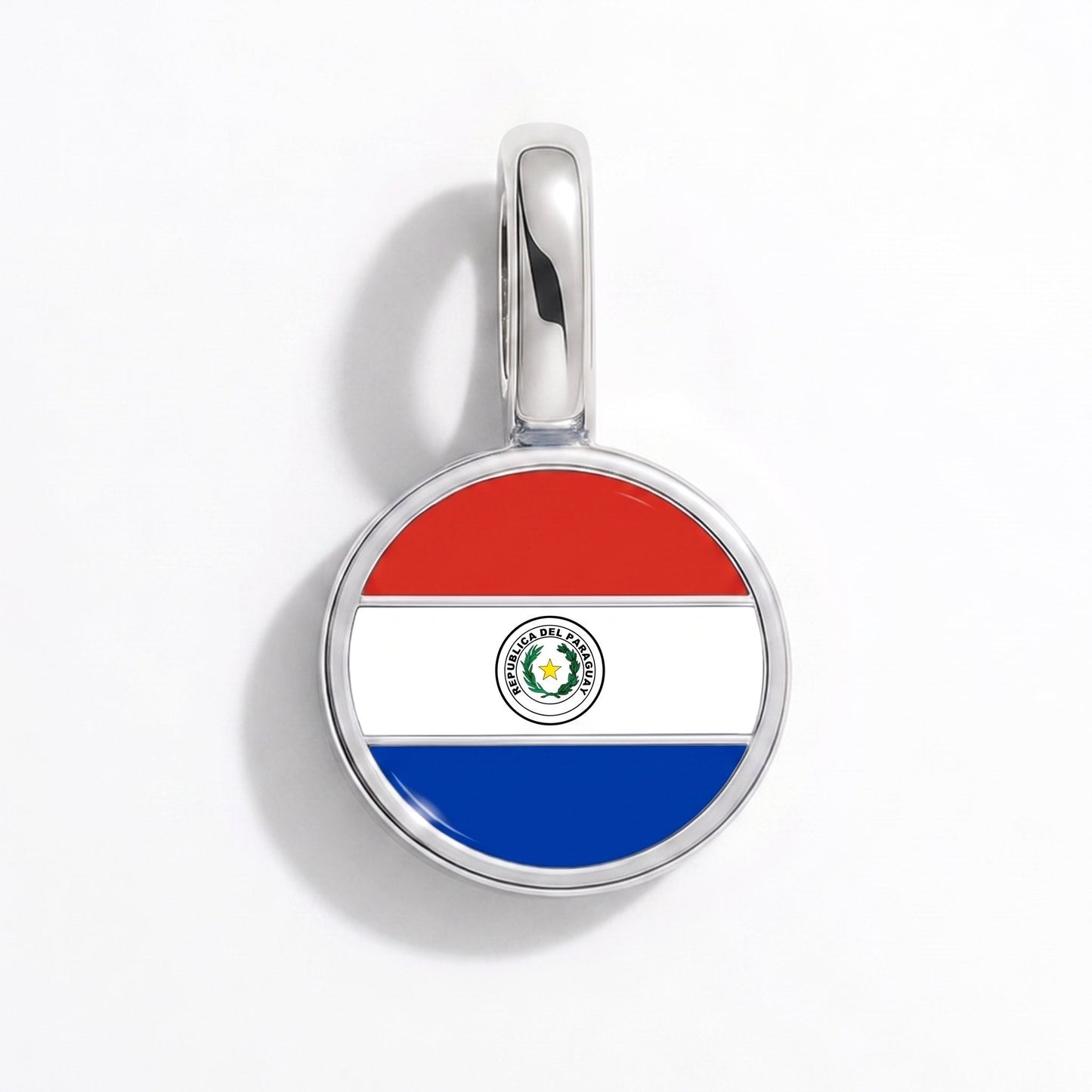 Charm drapeau Paraguay – rectangulaire argent
