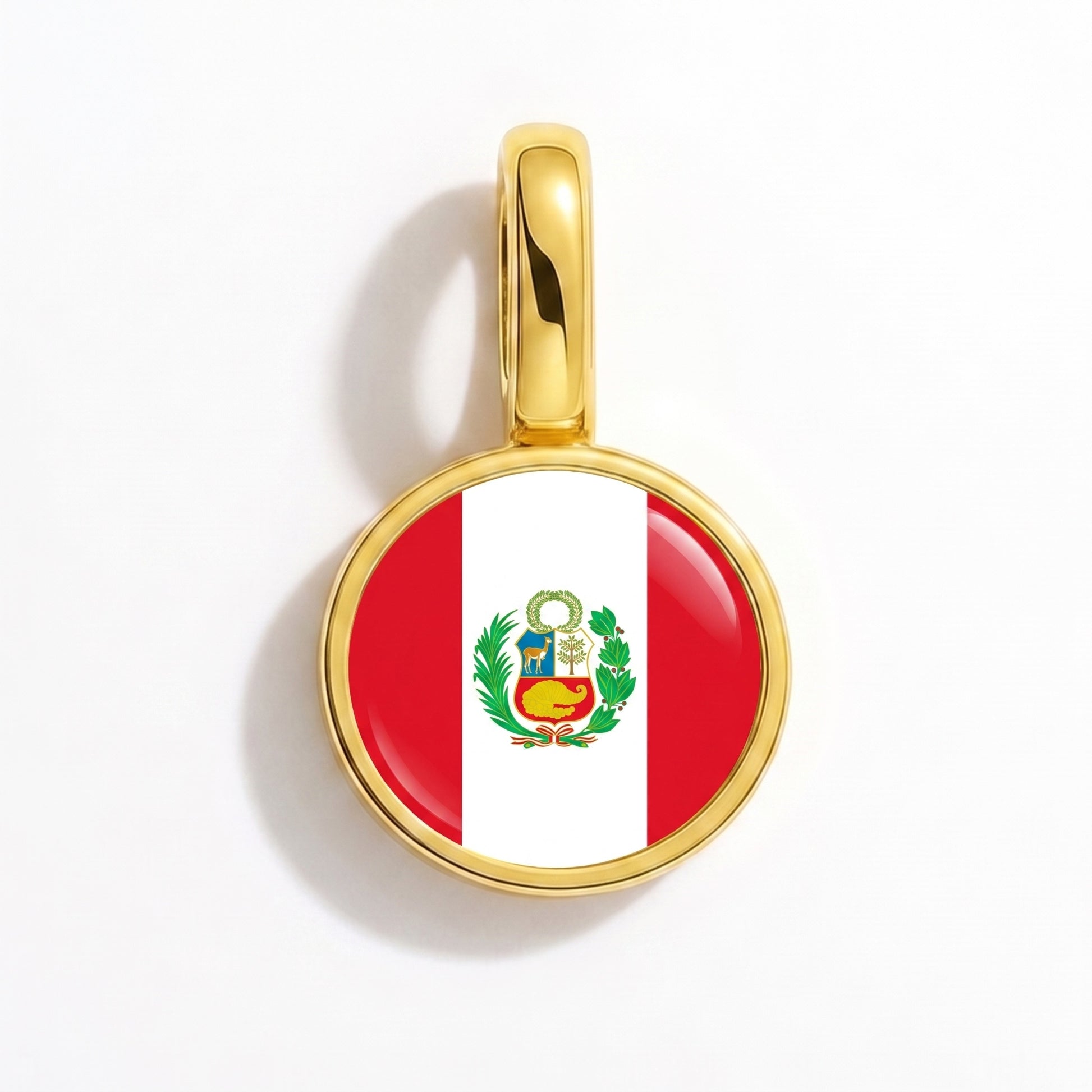Charm drapeau Pérou – rond or