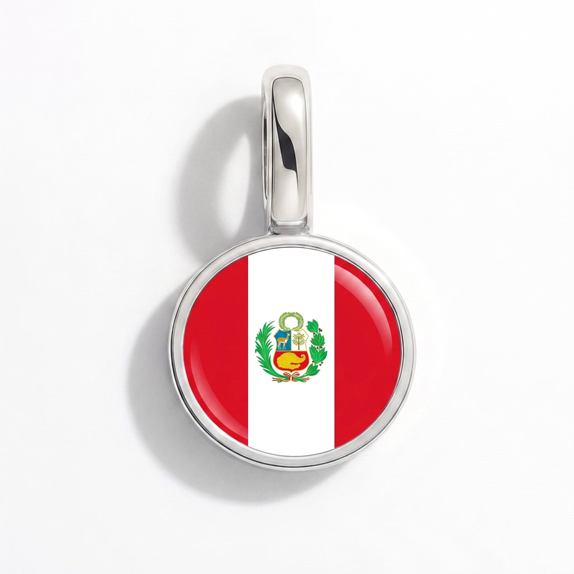 Charm drapeau Pérou – rectangulaire argent