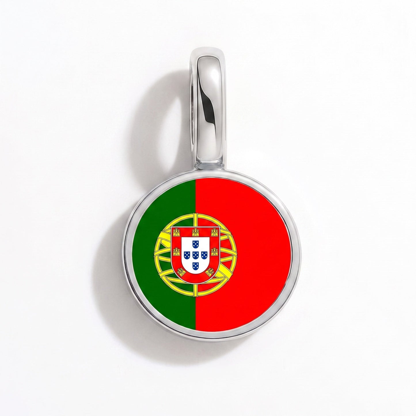 Charm drapeau Portugal – rectangulaire argent