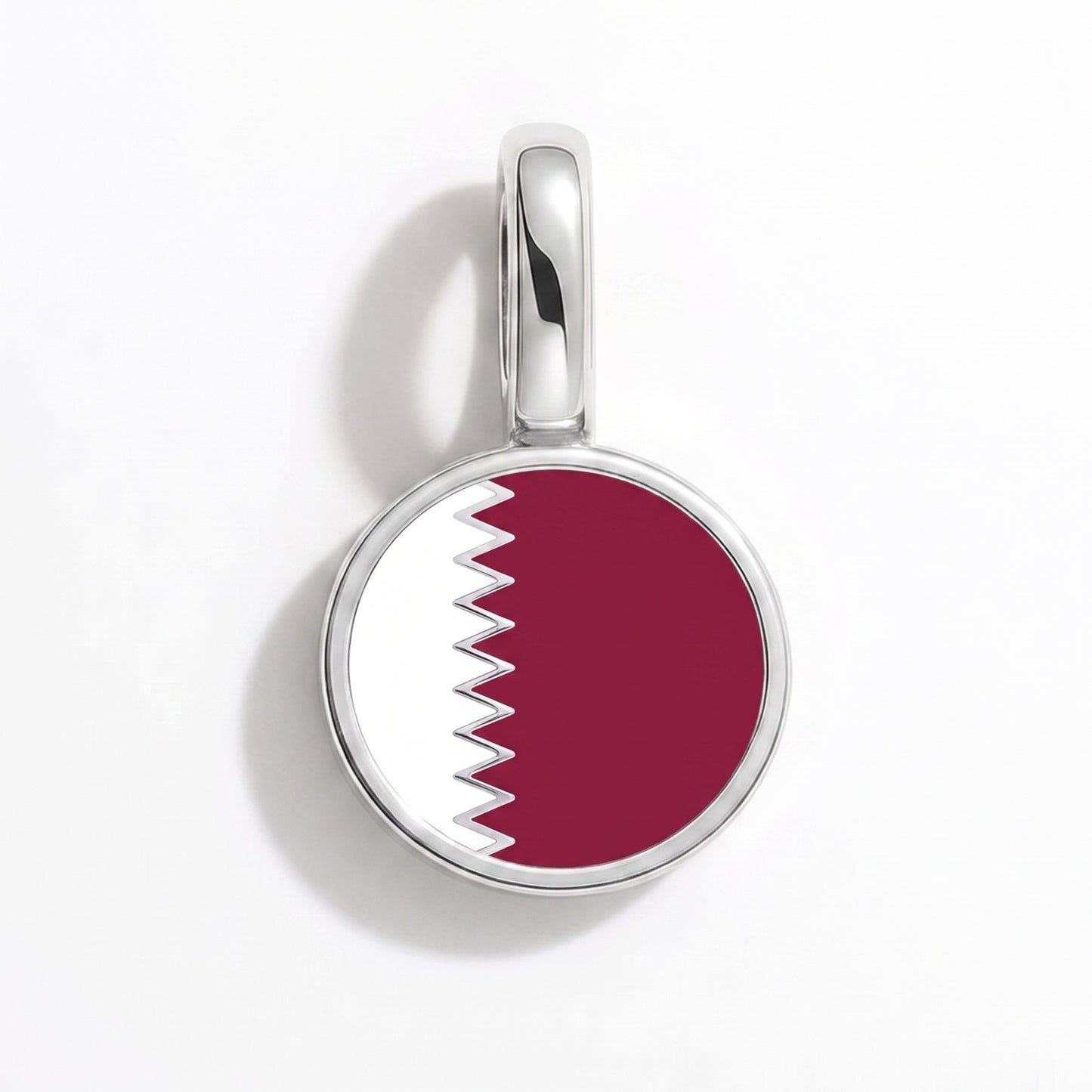 Charm drapeau Qatar – rond argent
