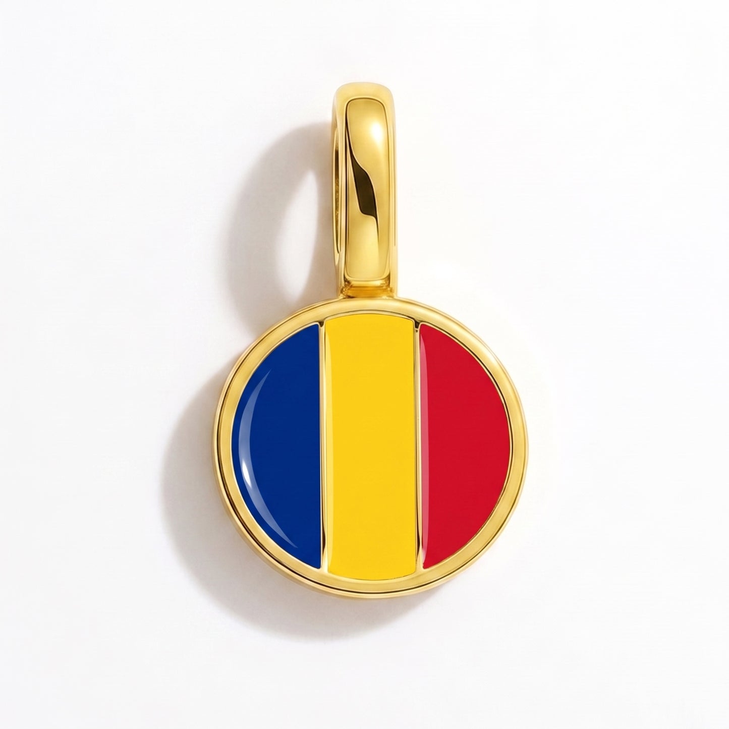 Charm drapeau Roumanie – rond or