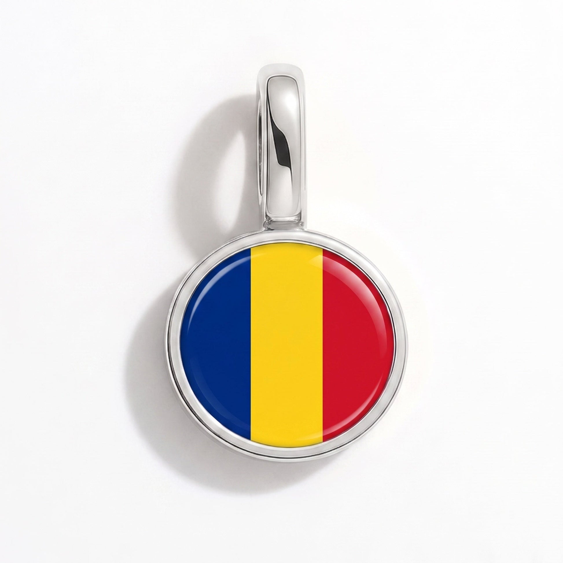 Charm drapeau Roumanie – rectangulaire argent