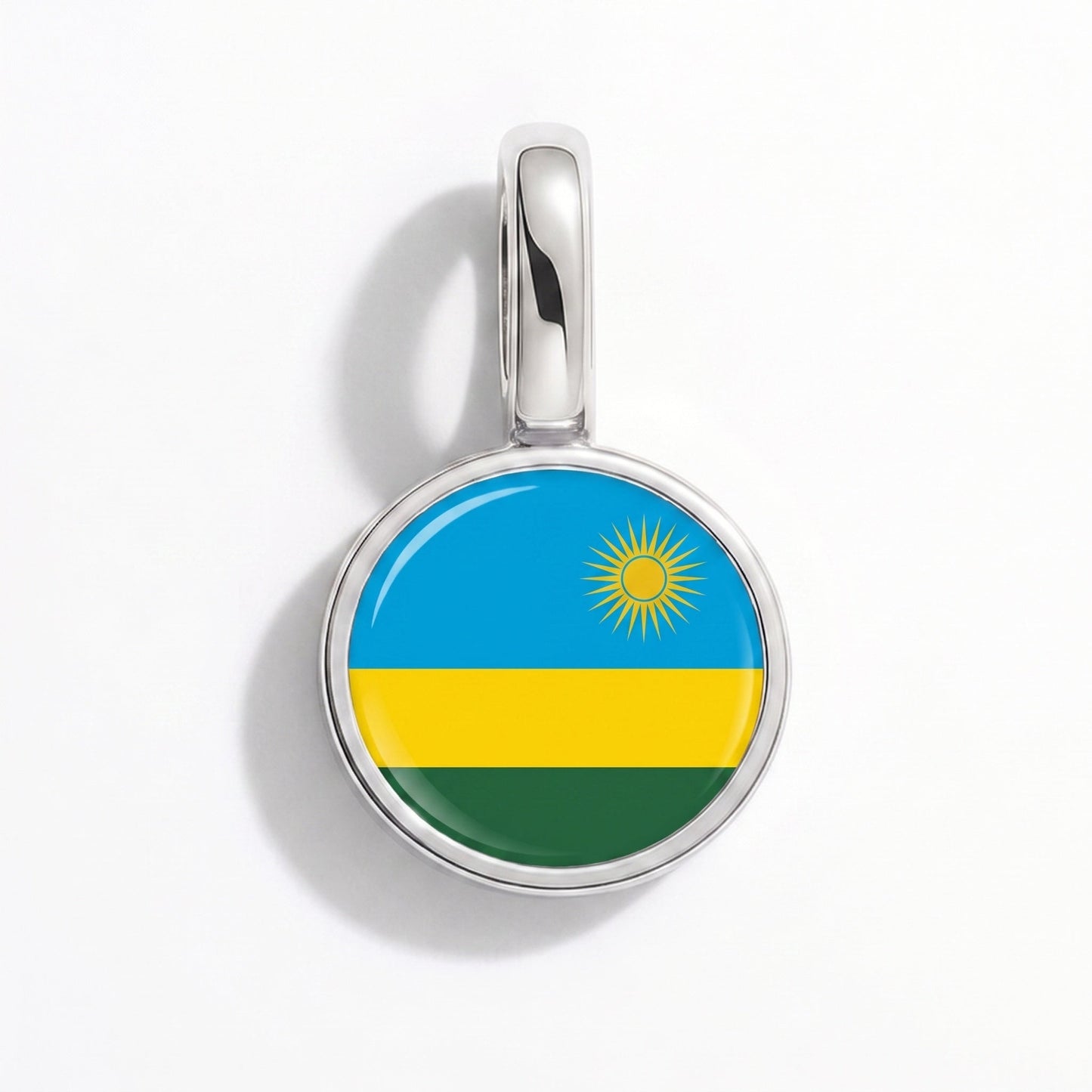 Charm drapeau Rwanda – rectangulaire argent