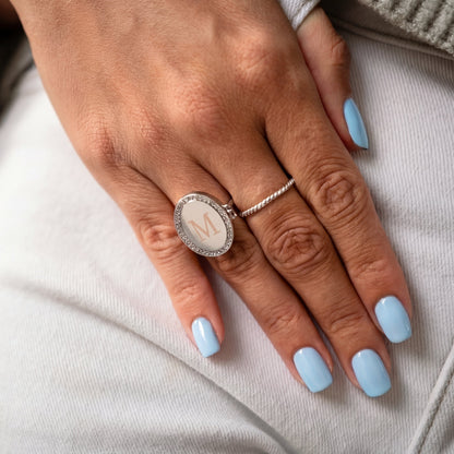 Bague médaillon avec photo - Ovale