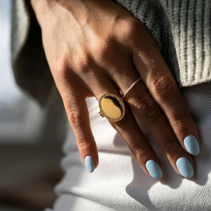 Bague médaillon avec photo - Ovale