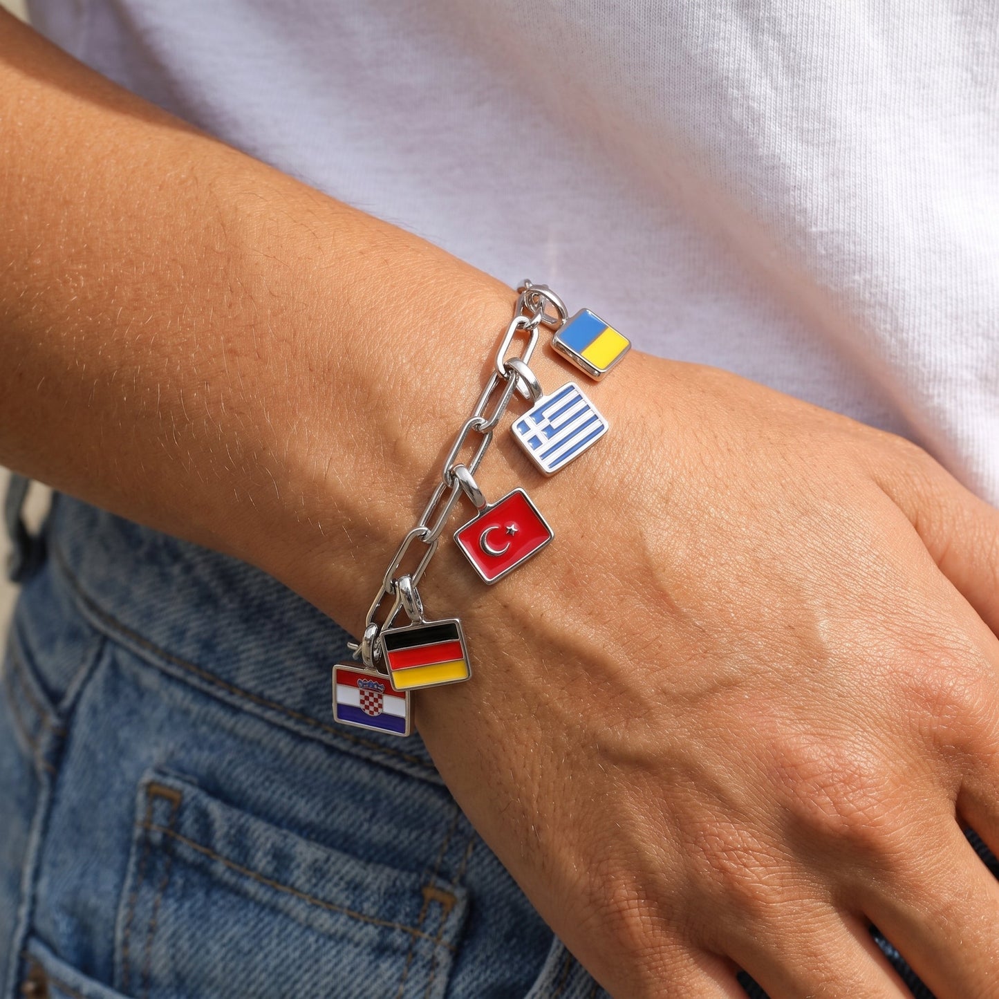 Bracelet à Charms Pays – Argent