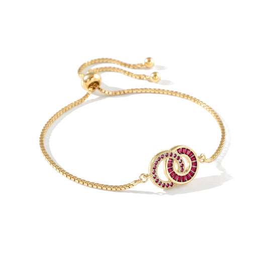 Bracelet mère-fille en or – Maman : Janvier (Grenat), Fille : Janvier (Grenat)