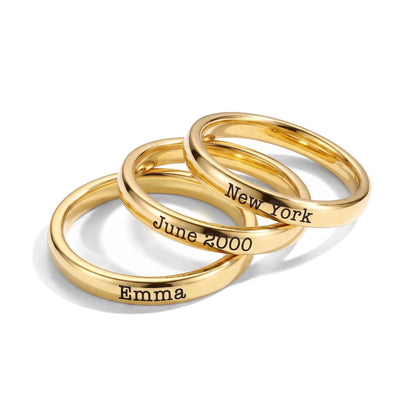 Bague fine empilable avec prénom – or – photo produit
