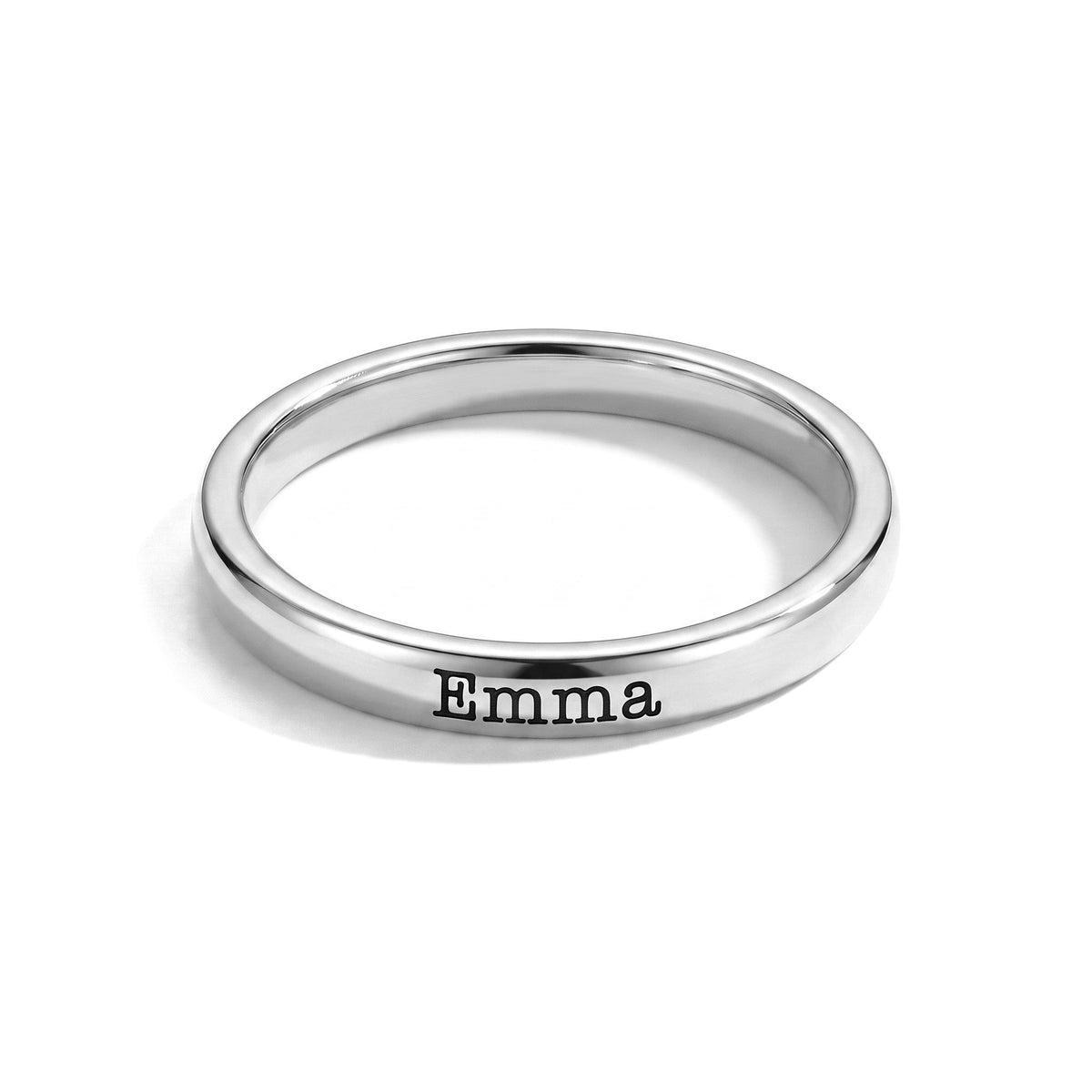 Bague fine empilable avec prénom – argent – photo produit