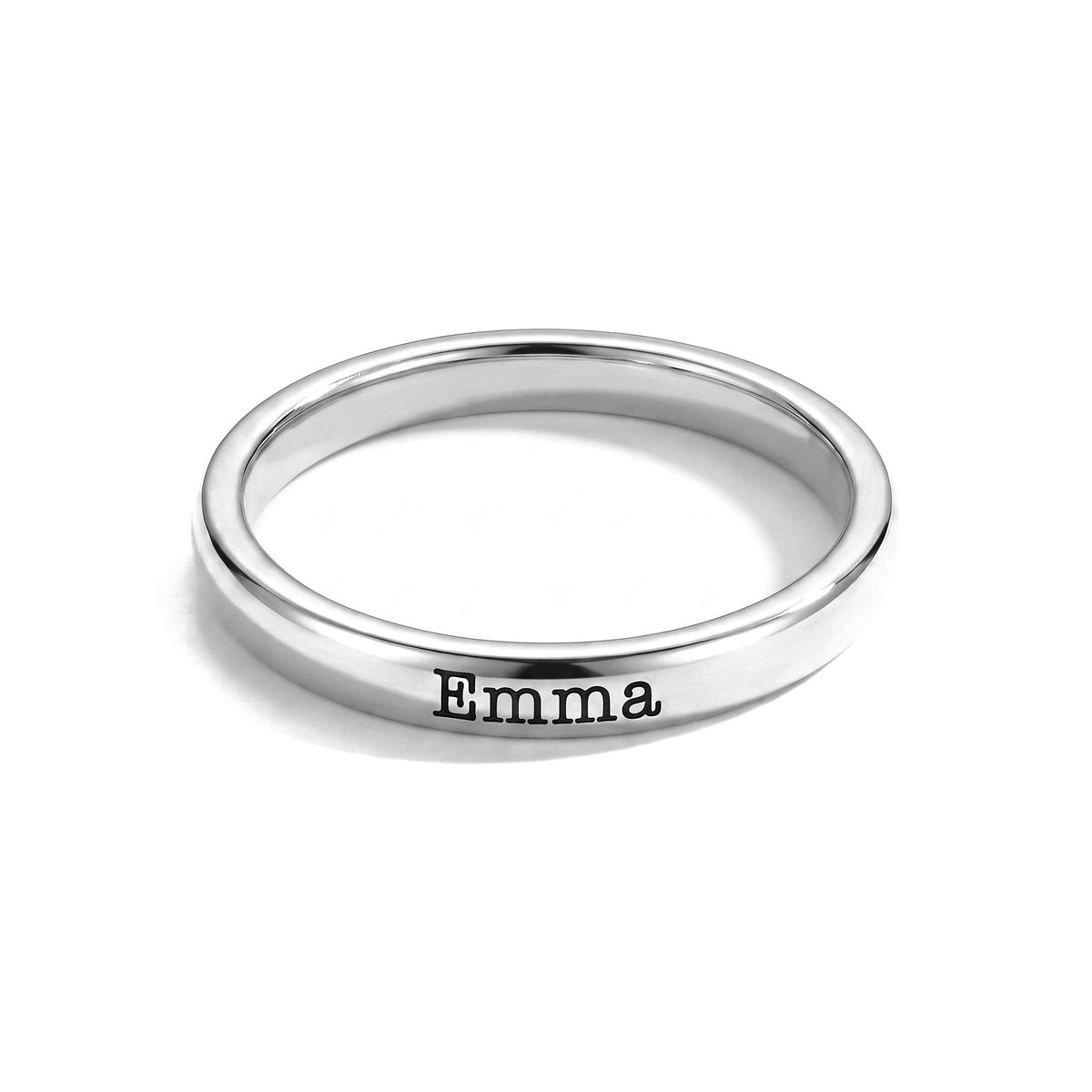 Bague fine empilable avec prénom – argent – 1 bague
