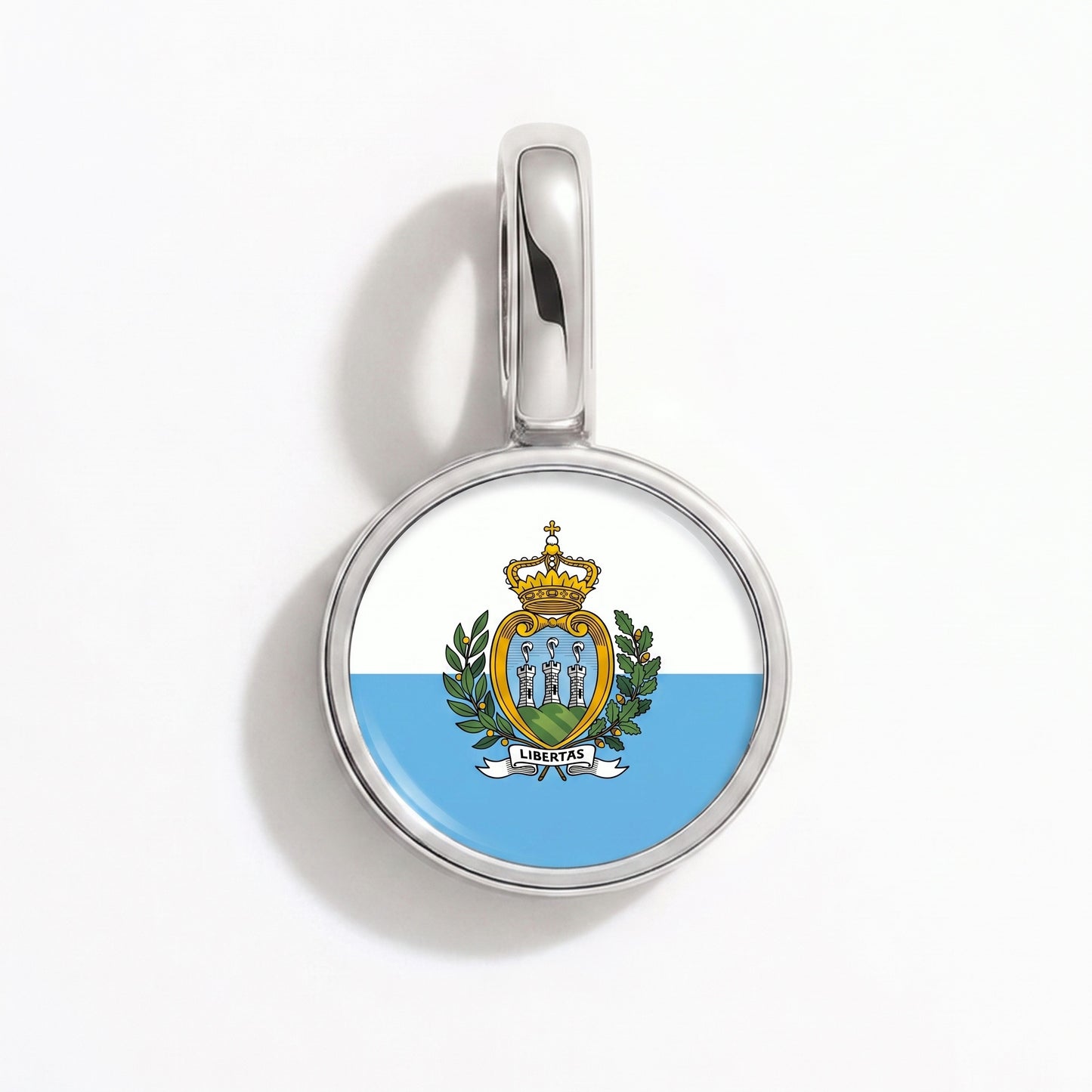 Charm drapeau Saint-Marin – rond argent