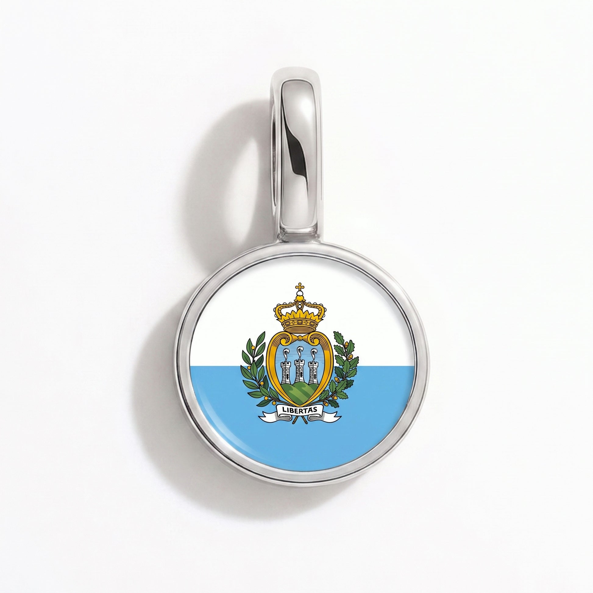 Charm drapeau Saint-Marin – rond argent