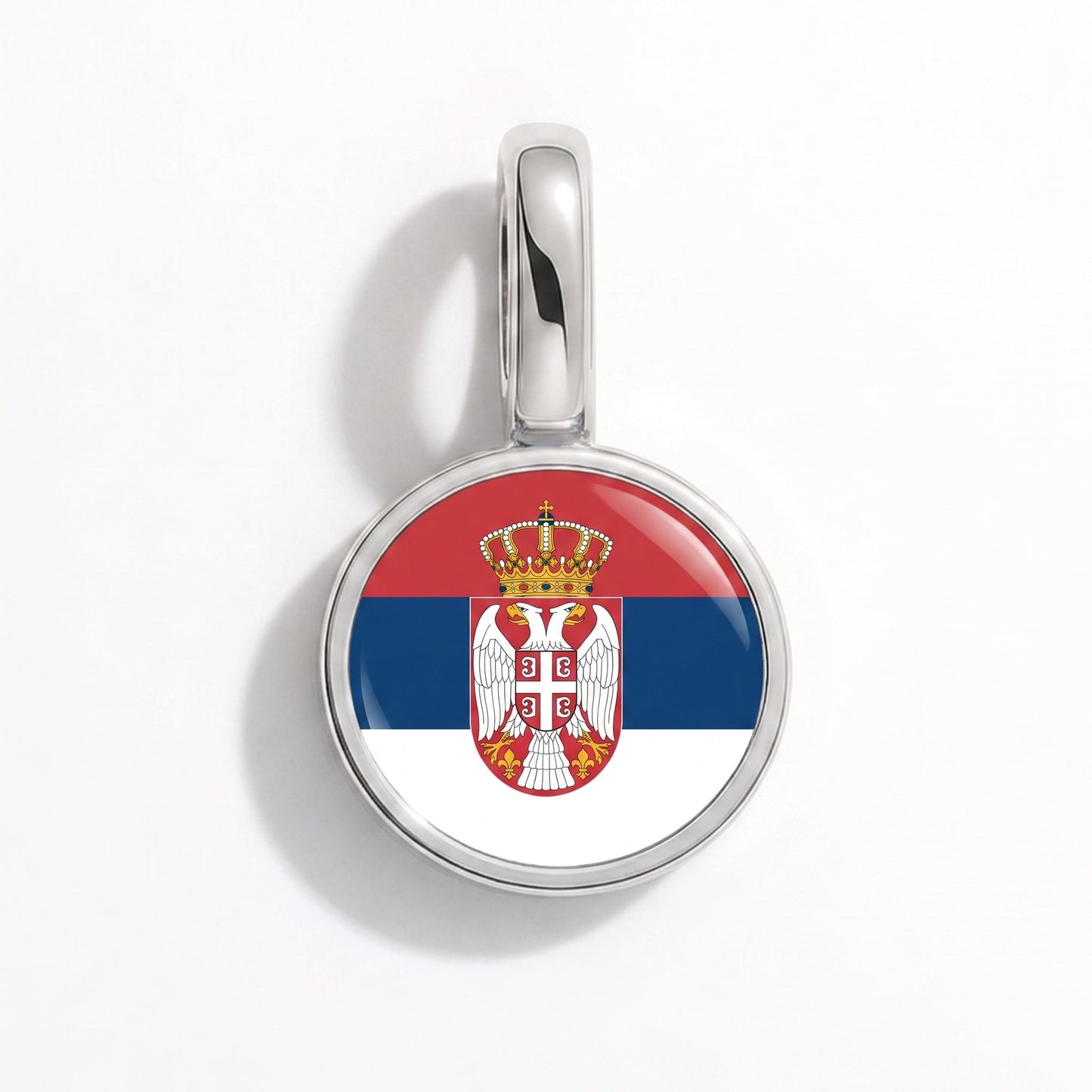 Charm drapeau Serbie – rectangulaire argent