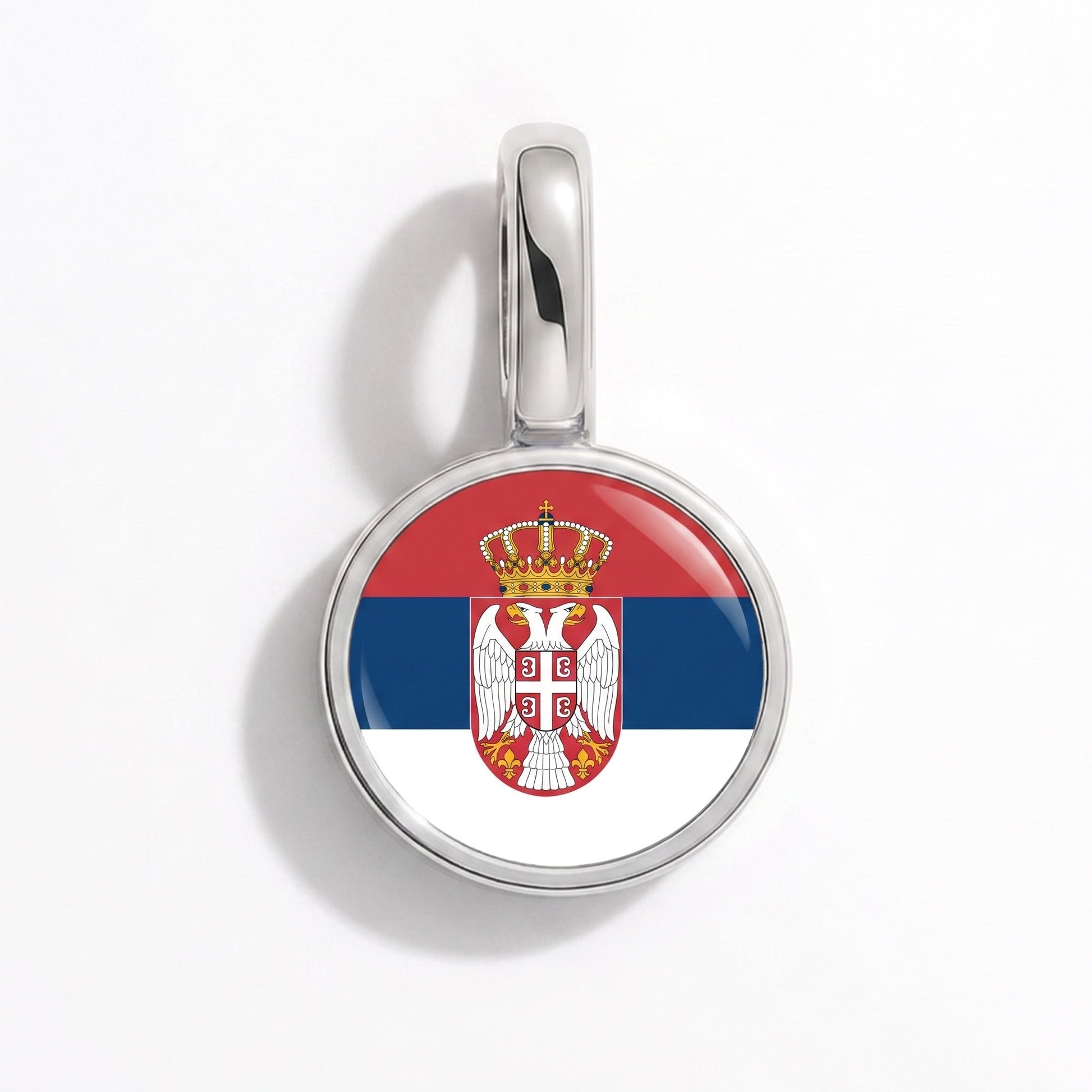 Charm drapeau Serbie – rectangulaire argent