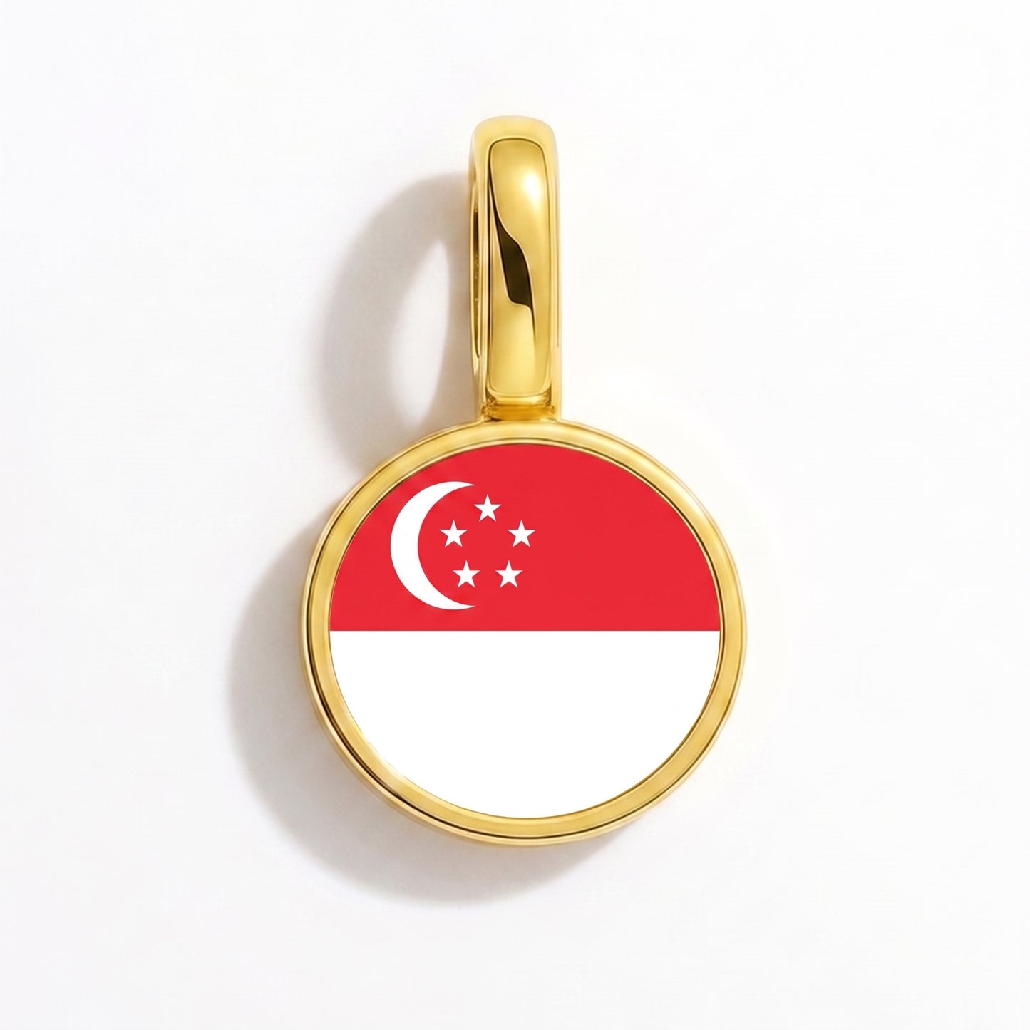 Charm drapeau Singapour – rond or