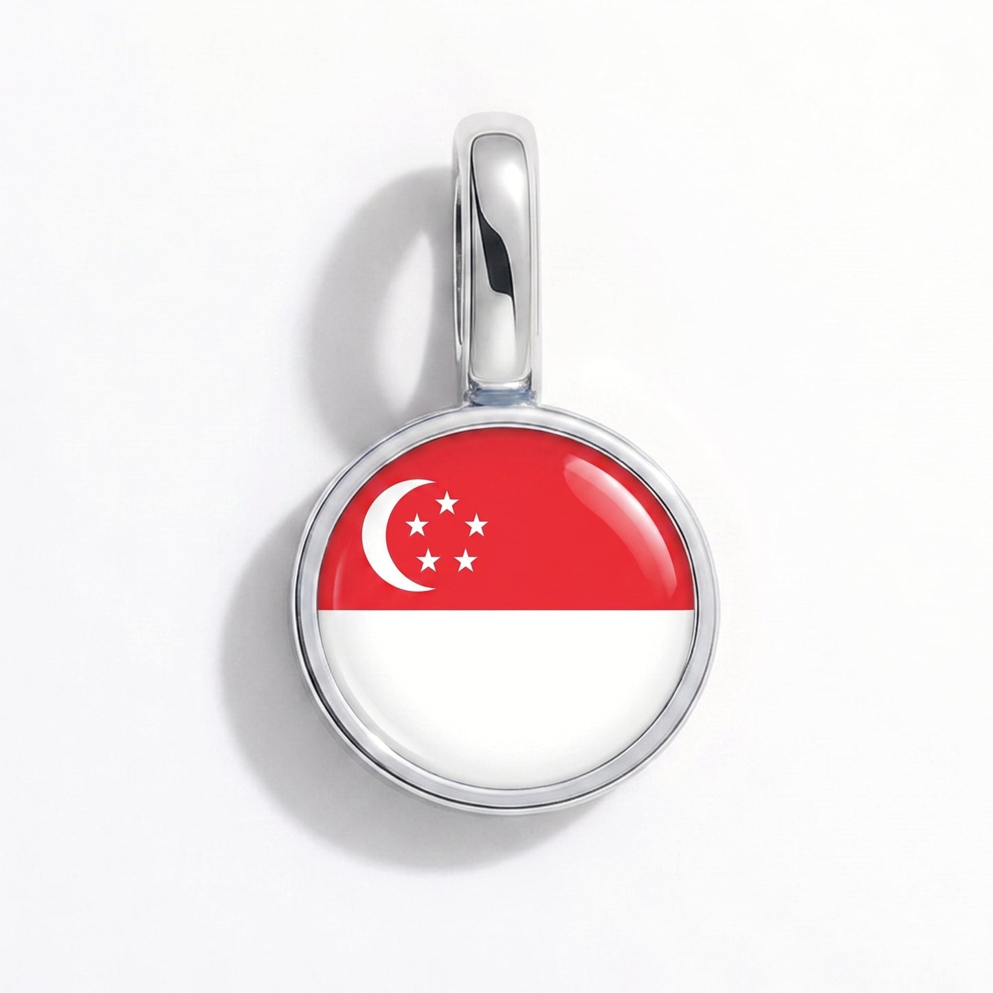 Charm drapeau Singapour – rectangulaire argent
