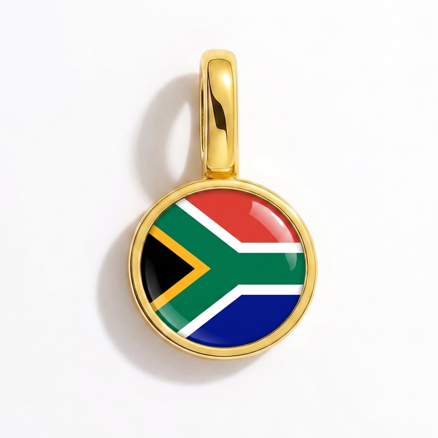 Charm drapeau Afrique du Sud – rond or