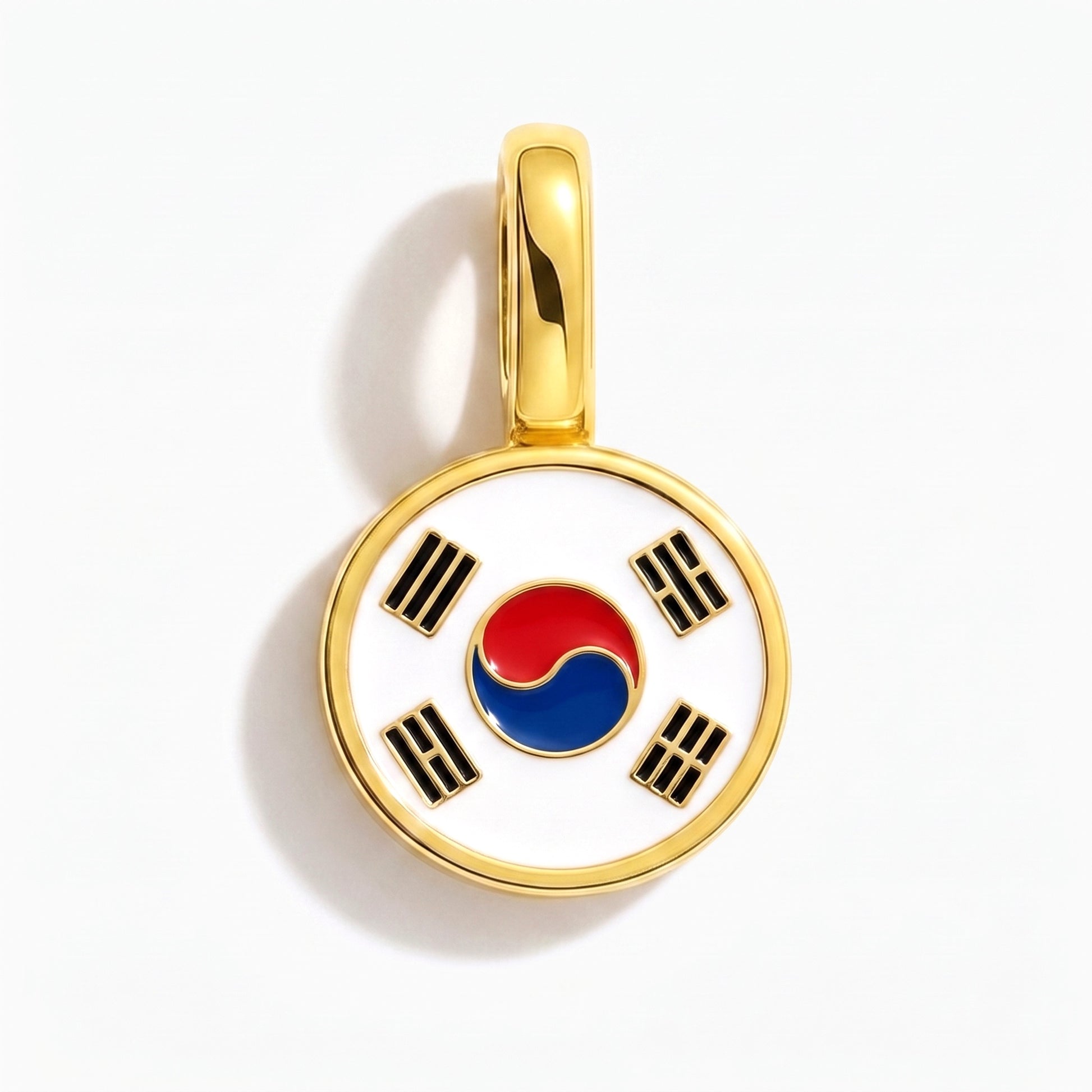 Charm drapeau Corée du Sud – rond or