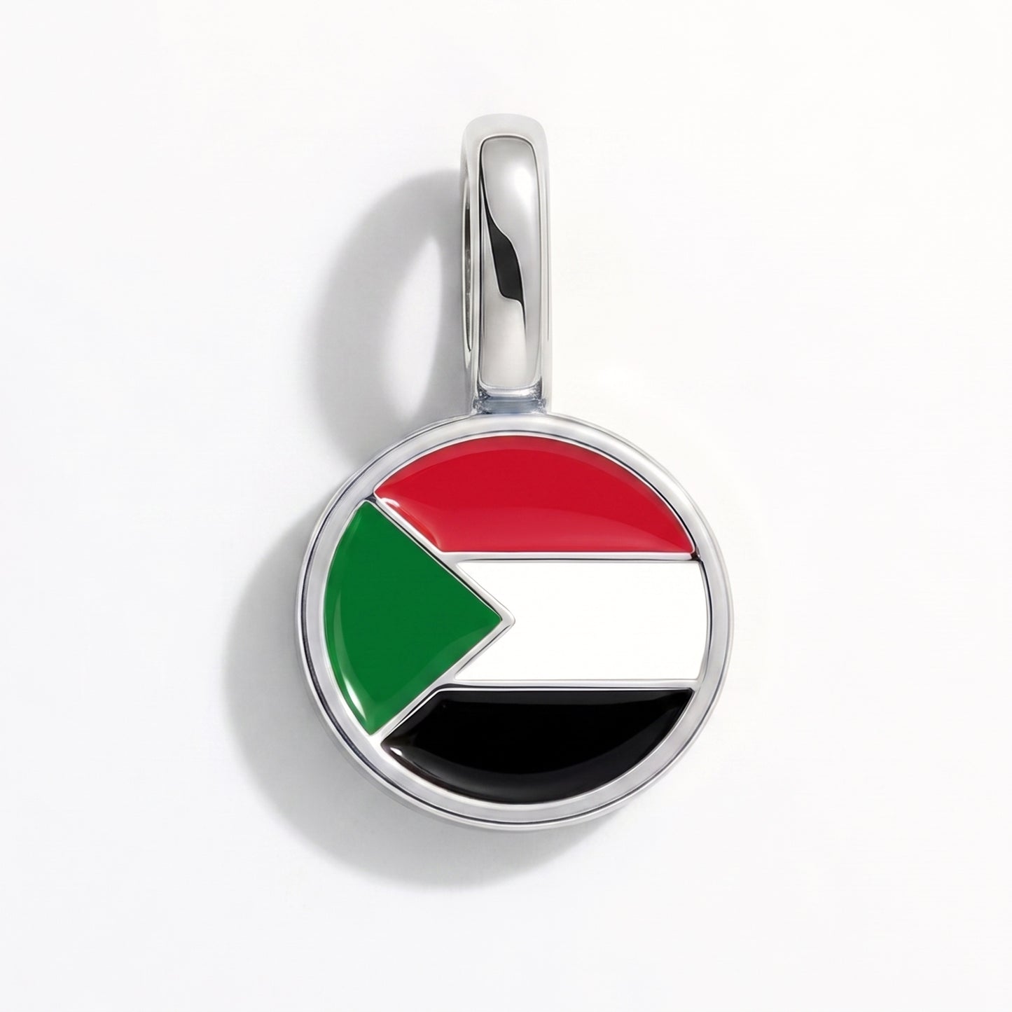 Charm drapeau Soudan – rond argent
