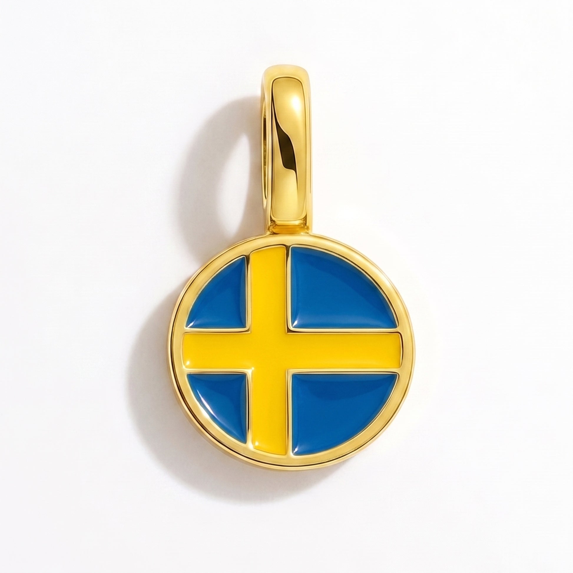 Charm drapeau Suède – rond or