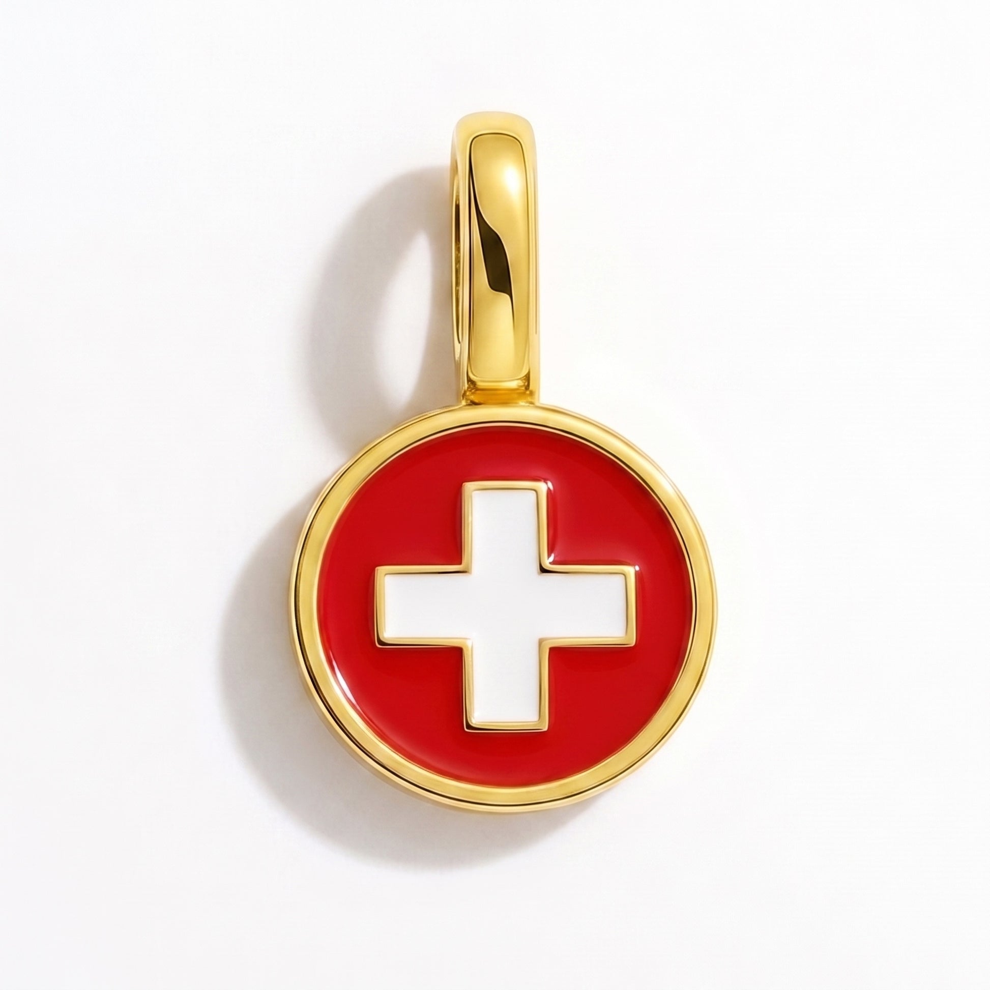 Charm drapeau Suisse – rond or