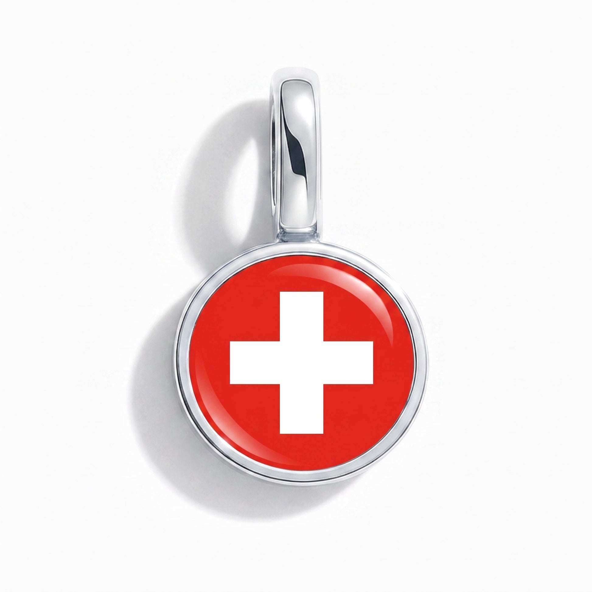 Charm drapeau Suisse – rectangulaire argent