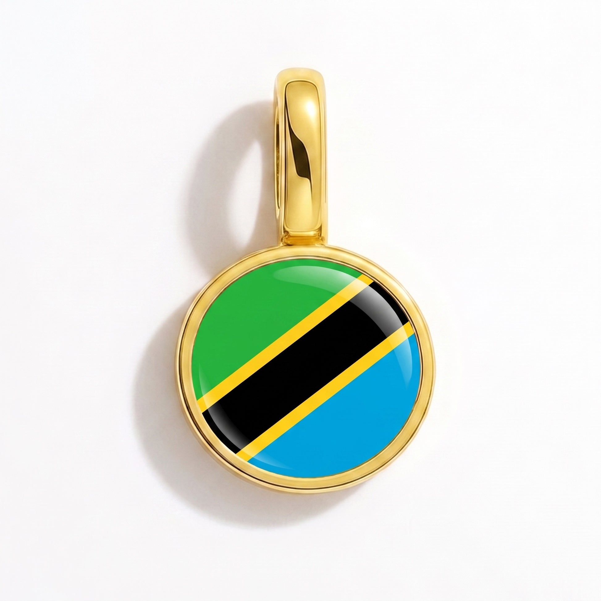 Charm drapeau Tanzanie – rond or