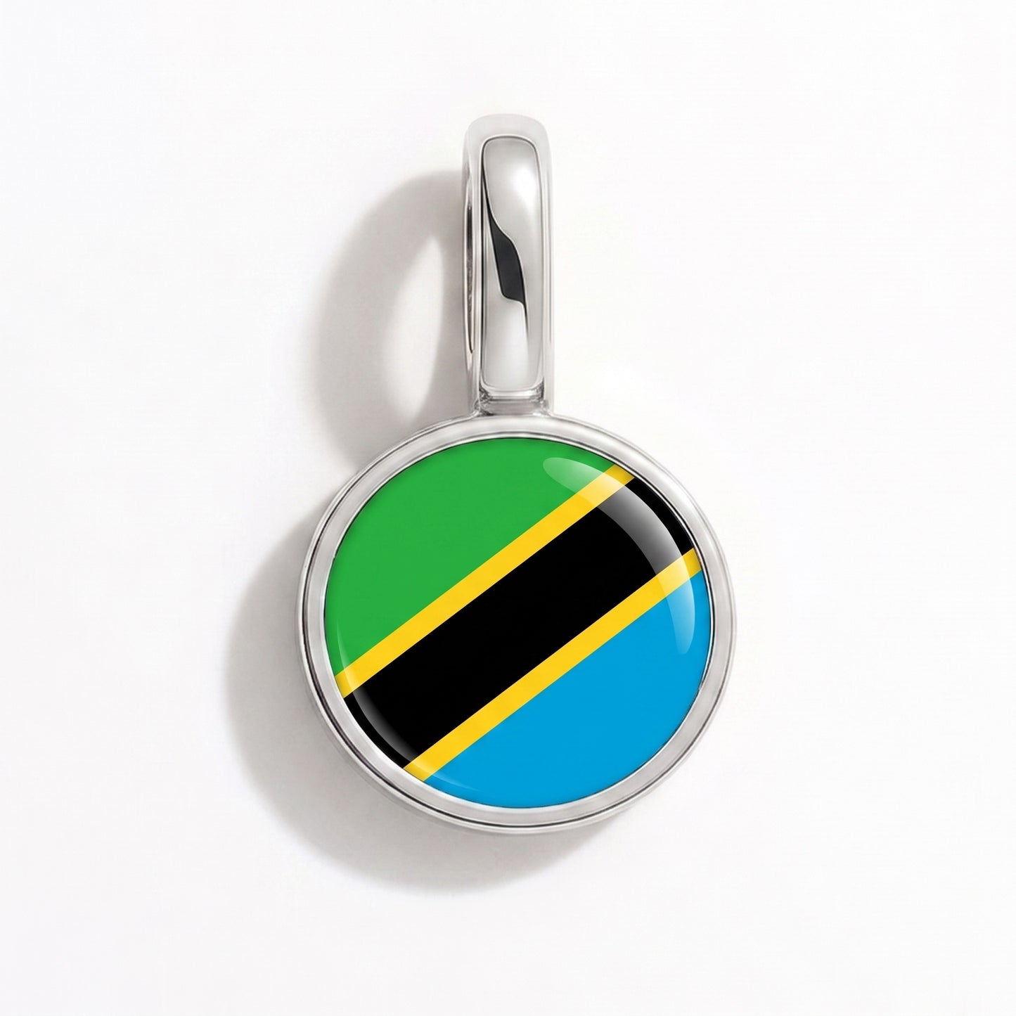 Charm drapeau Tanzanie – rond argent