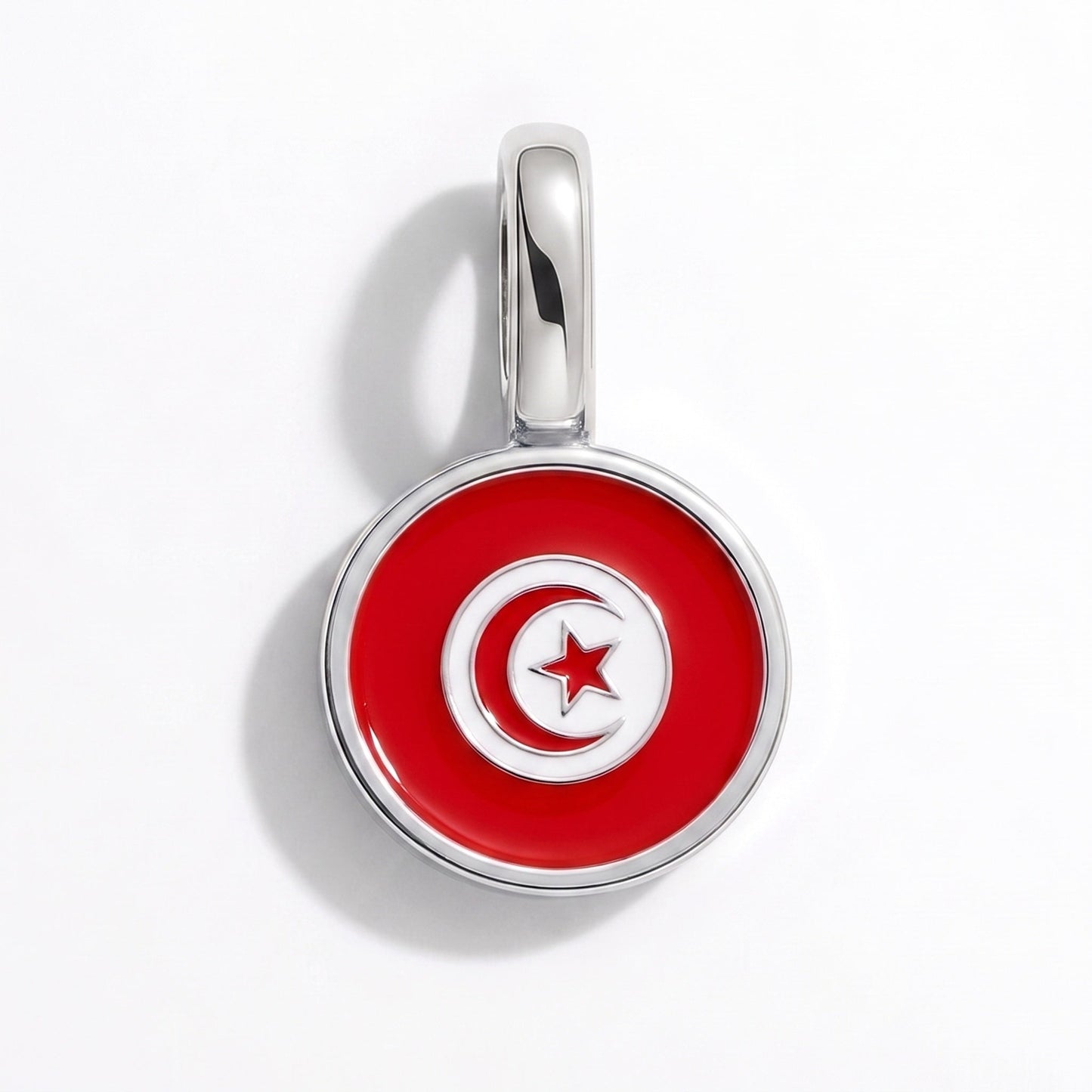 Charm drapeau Tunisie – rectangulaire argent