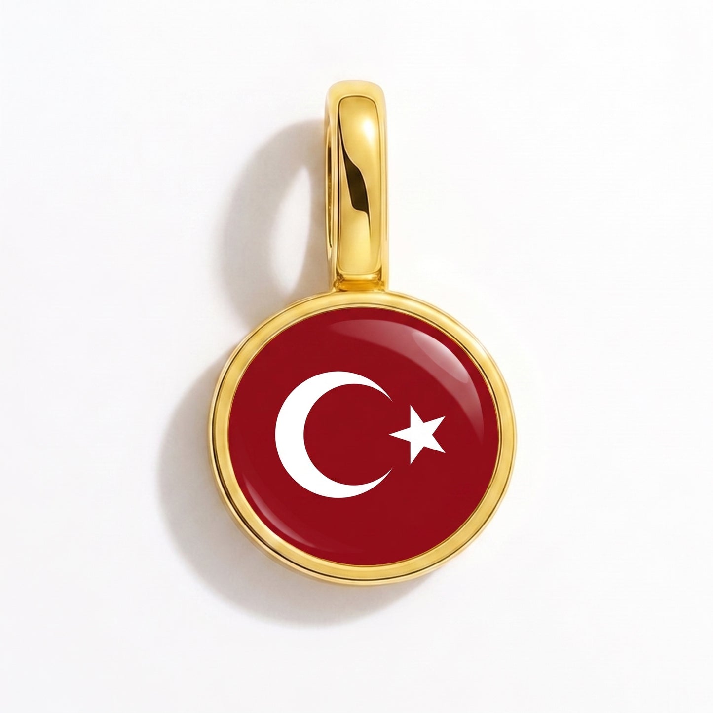Charm drapeau Turquie – rond or