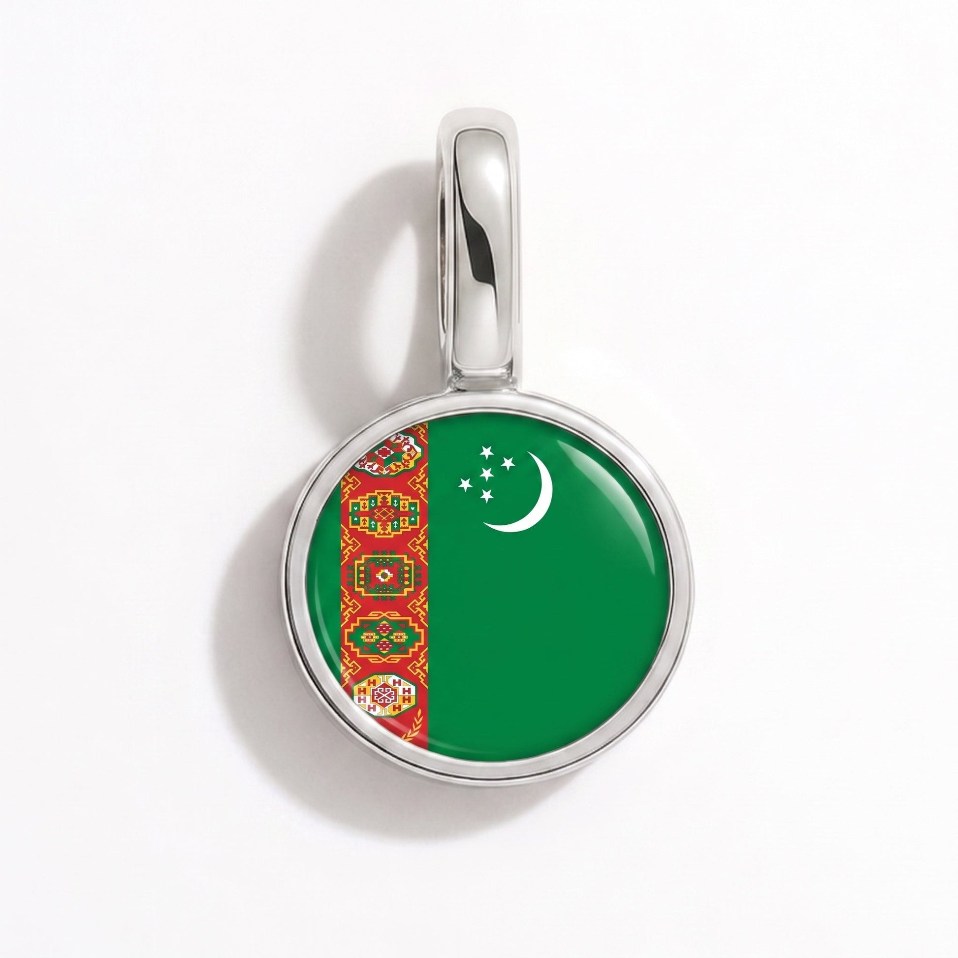 Charm drapeau Turkménistan – rectangulaire argent