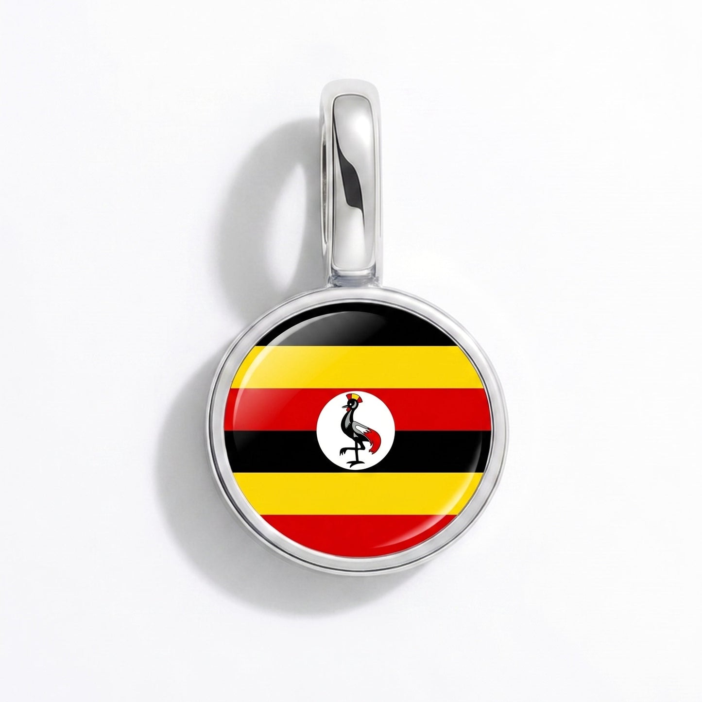 Charm drapeau Ouganda – rectangulaire argent