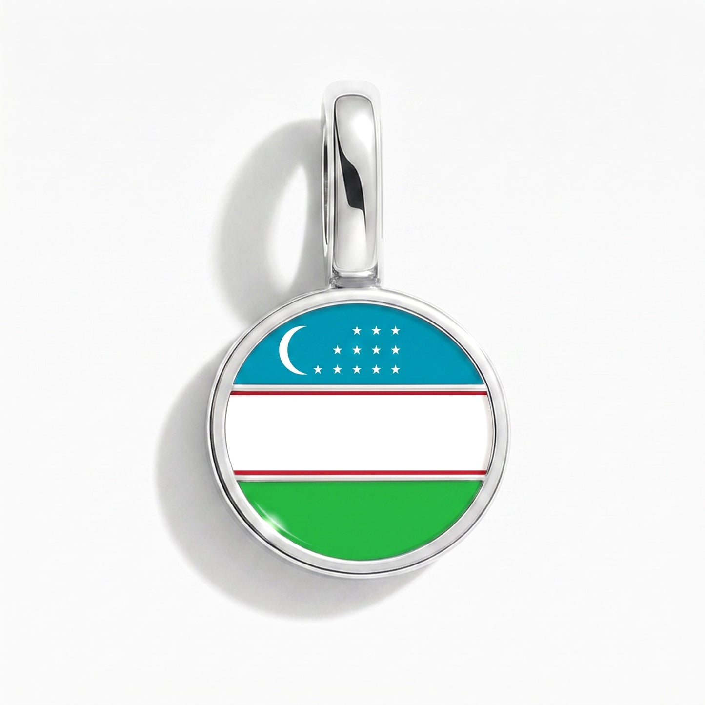 Charm drapeau Ouzbékistan – rectangulaire argent