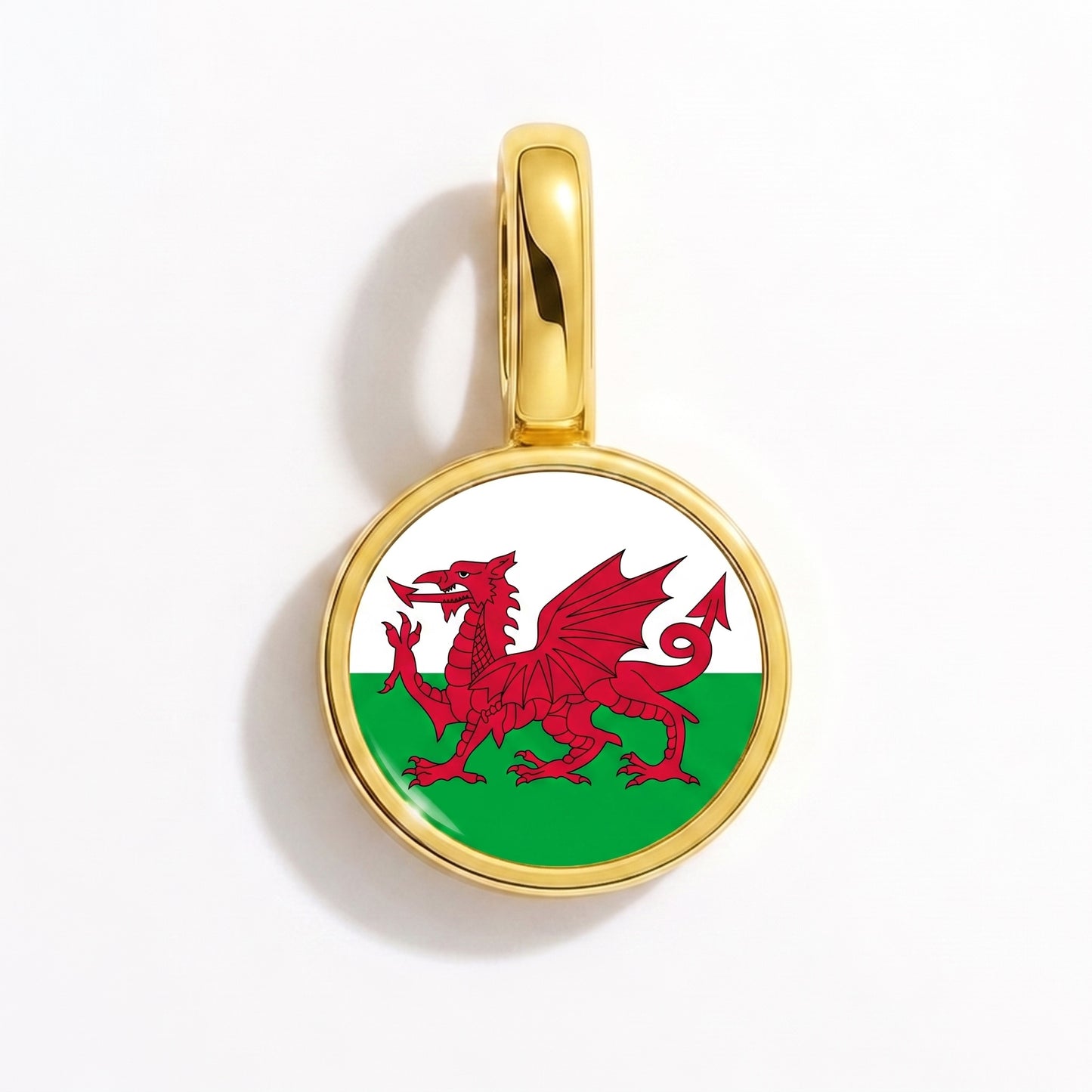 Charm drapeau Pays de Galles – rond or