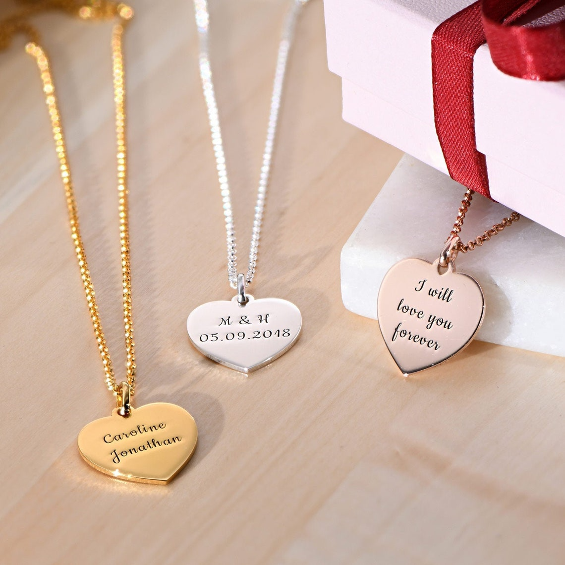 Collier cœur avec gravure personnalisée